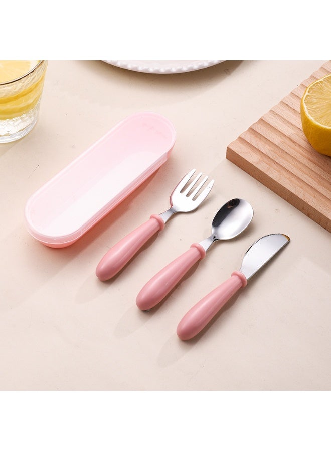 304 Stainless Steel Children's Spoon Fork Suit Student Baby Feeding Tableware Baby Dining Portable Box
